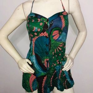 Free People Peacock Feather Short Romper Size 2, 4